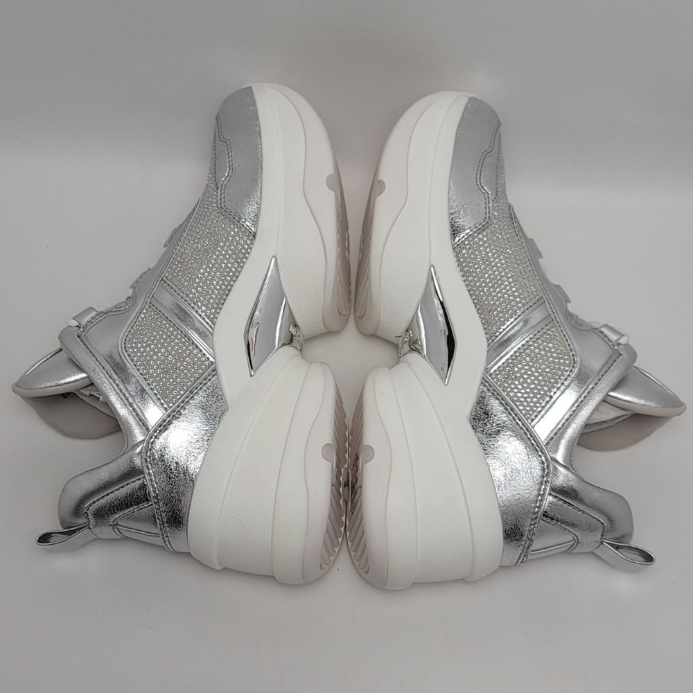 Michael Kors Olympia Extreme Trainer Sneakers Size 9M Crystal Metallic Silver - Picture 10 of 15